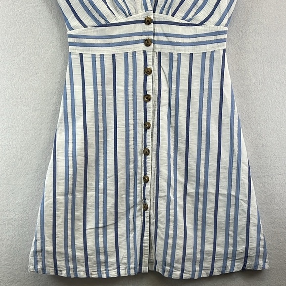 LOFT Women’s Cotton Dress Size 4 Blue & White Stripe Button Front Like New - Picture 4 of 10